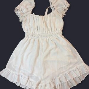 White Princess Polly romper with ruffles. Size 4.